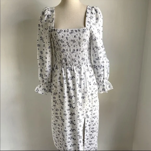 House of Harlow 1960 | Dresses | Nwt House Of Harlow 96 Sustainable Fashion  Linen Smocked Midi Dress Blue | Poshmark